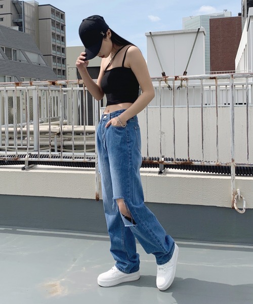 LVEU.（ラブユ.）の「Damage straight denims / ダメージストレートデニム（デニムパンツ・レディース・ブルー・FREE）」の12枚目の写真