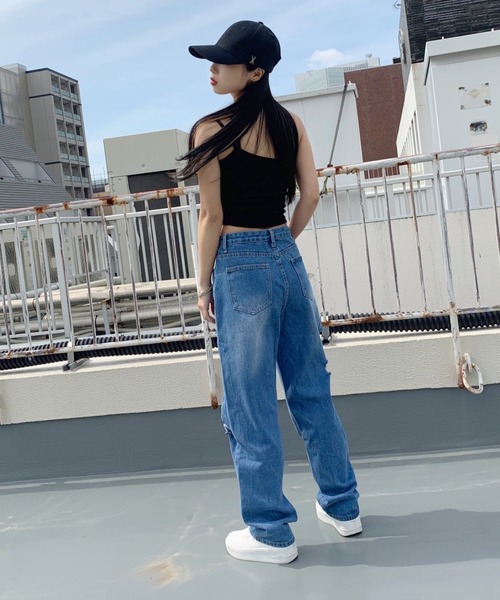 LVEU.（ラブユ.）の「Damage straight denims / ダメージストレートデニム（デニムパンツ・レディース・ブルー・FREE）」の15枚目の写真