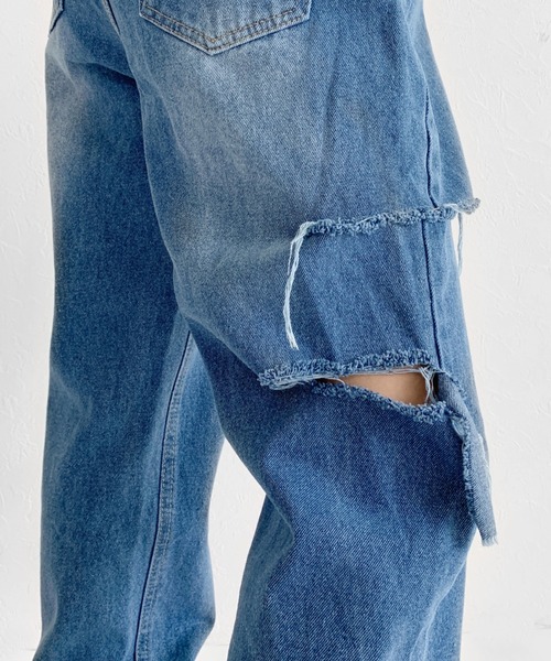 LVEU.（ラブユ.）の「Damage straight denims / ダメージストレートデニム（デニムパンツ・レディース・ブルー・FREE）」の11枚目の写真