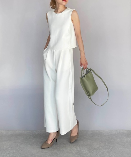 PICCIN PERLA（ピッチンペルラ）の「ダンボールニットワイドパンツ（セットアップ可能）（その他パンツ・レディース・ブラック/オフホワイト・M）」の10枚目の写真