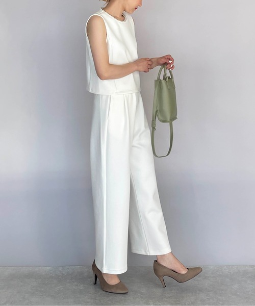 PICCIN PERLA（ピッチンペルラ）の「ダンボールニットワイドパンツ（セットアップ可能）（その他パンツ・レディース・ブラック/オフホワイト・M）」の11枚目の写真