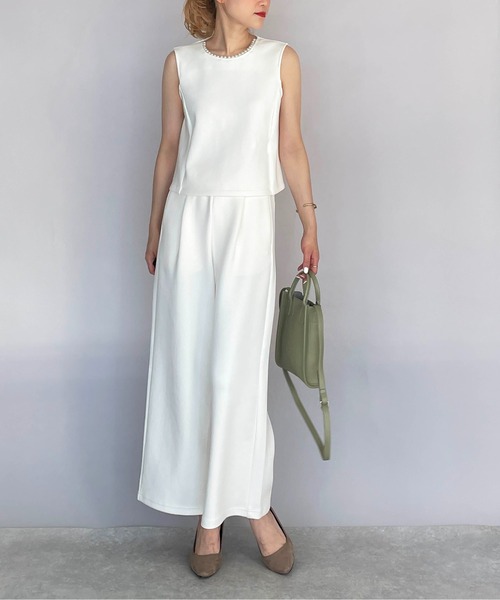 PICCIN PERLA（ピッチンペルラ）の「ダンボールニットワイドパンツ（セットアップ可能）（その他パンツ・レディース・ブラック/オフホワイト・M）」の14枚目の写真