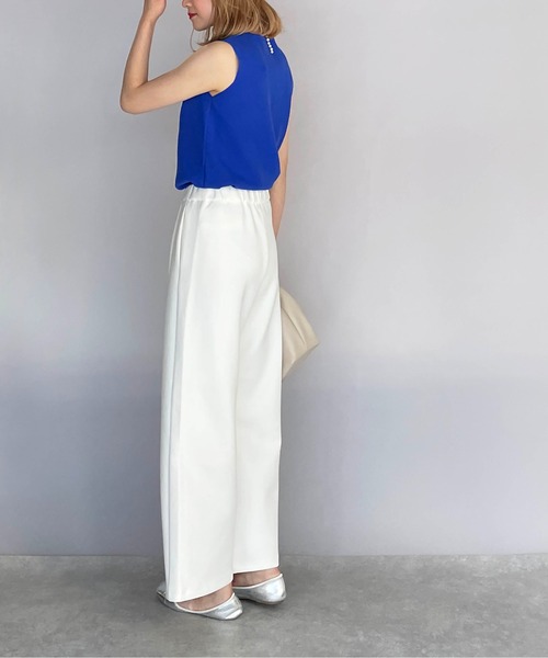 PICCIN PERLA（ピッチンペルラ）の「ダンボールニットワイドパンツ（セットアップ可能）（その他パンツ・レディース・ブラック/オフホワイト・M）」の9枚目の写真