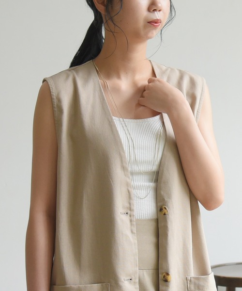 sango(sango)の「コットンリネンベスト(ベスト・レディース・ナチュラル/サンドベージュ/ブラック・FREE)」の16枚目の写真