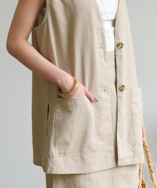 sango(sango)の「コットンリネンベスト(ベスト・レディース・ナチュラル/サンドベージュ/ブラック・FREE)」の22枚目の写真