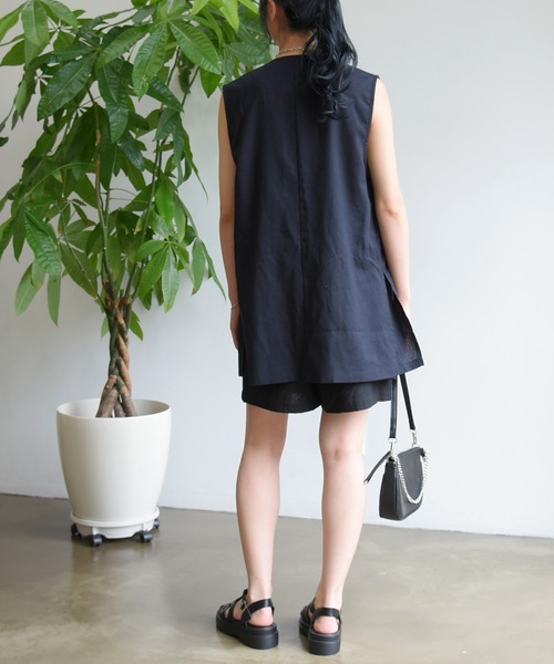 sango(sango)の「コットンリネンベスト(ベスト・レディース・ナチュラル/サンドベージュ/ブラック・FREE)」の19枚目の写真