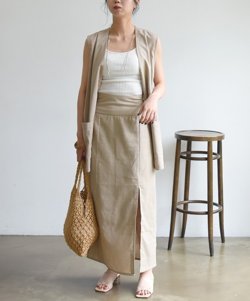 sango(sango)の「コットンリネンベスト(ベスト・レディース・ナチュラル/サンドベージュ/ブラック・FREE)」の5枚目の写真