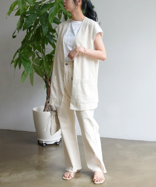 sango(sango)の「コットンリネンベスト(ベスト・レディース・ナチュラル/サンドベージュ/ブラック・FREE)」の14枚目の写真