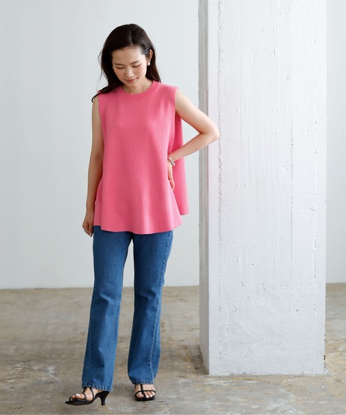 肩ﾀｯｸﾉｰｽﾘｰﾌﾞﾆｯﾄﾄｯﾌﾟｽ