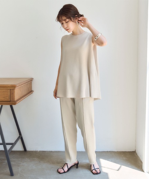 肩ﾀｯｸﾉｰｽﾘｰﾌﾞﾆｯﾄﾄｯﾌﾟｽ