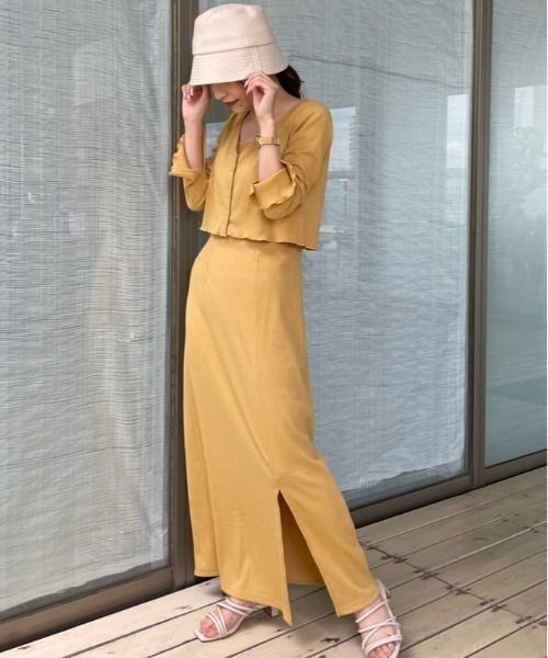 FREE'S MART（フリーズマート）の「短丈カーディガン＆キャミワンピースセット（ワンピース・レディース・ブラック/グレー/イエロー・SMALL/MEDIUM）」の3枚目の写真