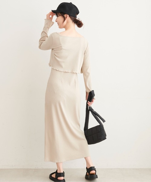 FREE'S MART（フリーズマート）の「短丈カーディガン＆キャミワンピースセット（ワンピース・レディース・ブラック/グレー/イエロー・SMALL/MEDIUM）」の5枚目の写真