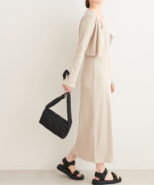 FREE'S MART（フリーズマート）の「短丈カーディガン＆キャミワンピースセット（ワンピース・レディース・ブラック/グレー/イエロー・SMALL/MEDIUM）」の7枚目の写真