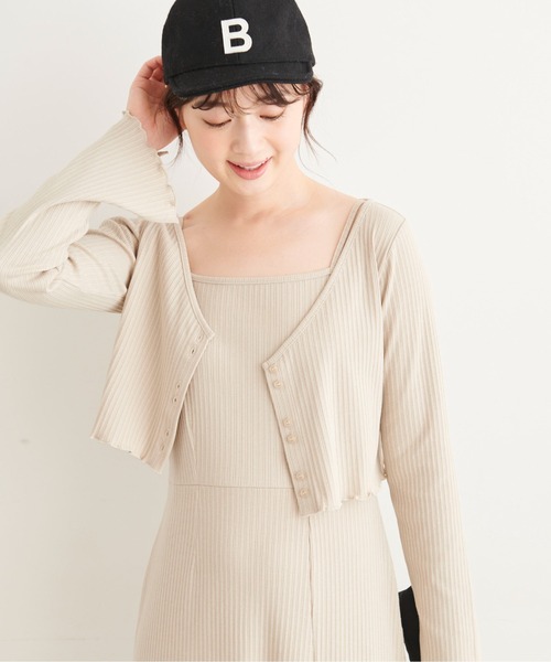 FREE'S MART（フリーズマート）の「短丈カーディガン＆キャミワンピースセット（ワンピース・レディース・ブラック/グレー/イエロー・SMALL/MEDIUM）」の8枚目の写真