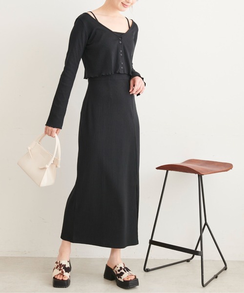 FREE'S MART（フリーズマート）の「短丈カーディガン＆キャミワンピースセット（ワンピース・レディース・ブラック/グレー/イエロー・SMALL/MEDIUM）」の13枚目の写真