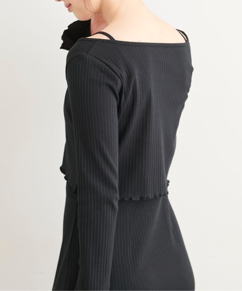 FREE'S MART（フリーズマート）の「短丈カーディガン＆キャミワンピースセット（ワンピース・レディース・ブラック/グレー/イエロー・SMALL/MEDIUM）」の19枚目の写真