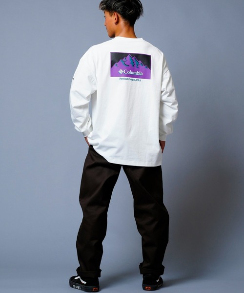 Columbia(コロンビア)の「columbia/コロンビア インペリアルパーク バックプリントロンT/スクエアロゴ 刺繍ロゴ/オーバーサイズ ロングスリーブTee PM0555(Tシャツ/カットソー・メンズ・ホワイト/ブラック×ホワイト/ネイビー×ホワイト/ホワイト系その他/ベージュ/グリーン系その他/ネイビー/カーキ/ベージュ系その他/ブラック×ブルー・M/S/XL/XS/XXL/L)」の22枚目の写真