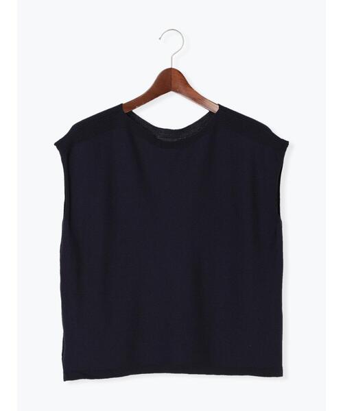 Te chichi TERRASSE（テチチテラス）の「ボートネックフレンチスリーブニット（ニット/セーター・レディース・ネイビー/グレー/マスタード・ﾌﾘ-）」の2枚目の写真