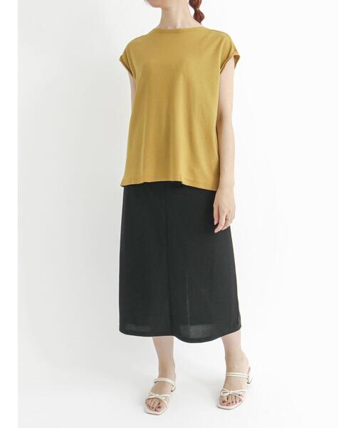 Te chichi TERRASSE（テチチテラス）の「ボートネックフレンチスリーブニット（ニット/セーター・レディース・ネイビー/グレー/マスタード・ﾌﾘ-）」の8枚目の写真