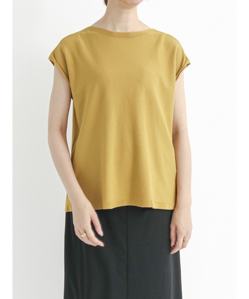 Te chichi TERRASSE（テチチテラス）の「ボートネックフレンチスリーブニット（ニット/セーター・レディース・ネイビー/グレー/マスタード・ﾌﾘ-）」の3枚目の写真