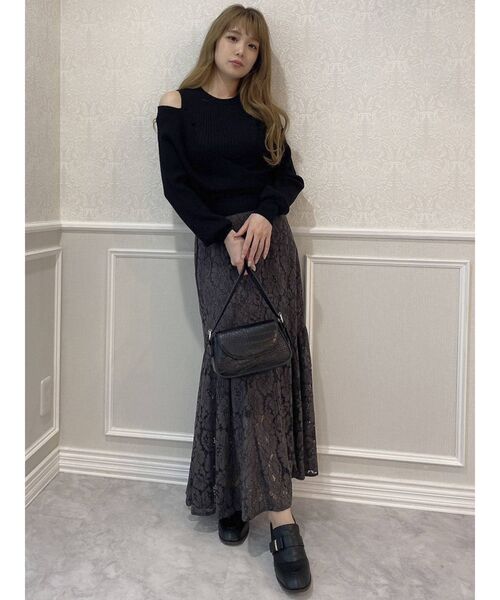 dazzlin(ダズリン)の「カシュクールニットプルオーバー(ニット/セーター・レディース・ブラック/ベージュ/ブラウン/グレー/モカ・FREE)」の12枚目の写真