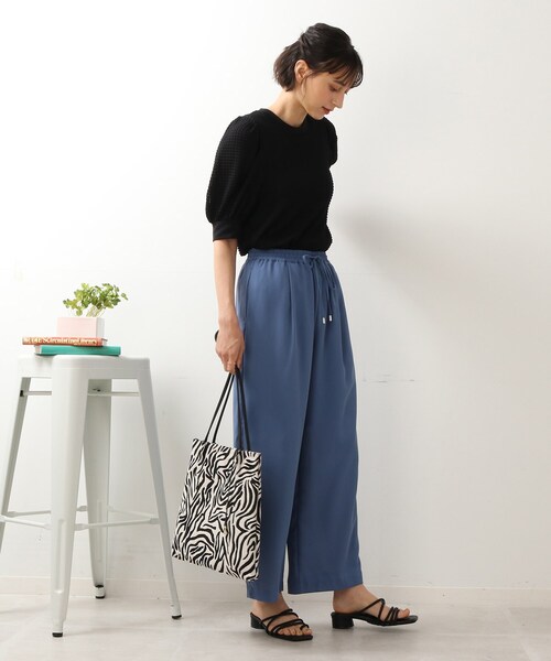 DRESKIP（ドレスキップ）の「◆【接触冷感/UV/セットアップ可】ドライタッチ イージーワイドパンツ（その他パンツ・レディース・ブラック/カーキ/ブルー/キャメル・02/03）」の14枚目の写真