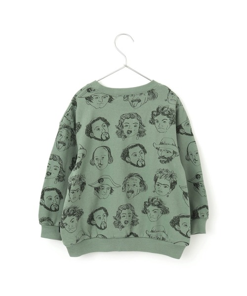 MAKE YOUR DAY(メイクユアデイ)の「えらい人総柄裏毛トレーナー■80~140cm(スウェット・キッズ・グレー/ミント/モカ・100/110/120/90/130/140/80)」の10枚目の写真