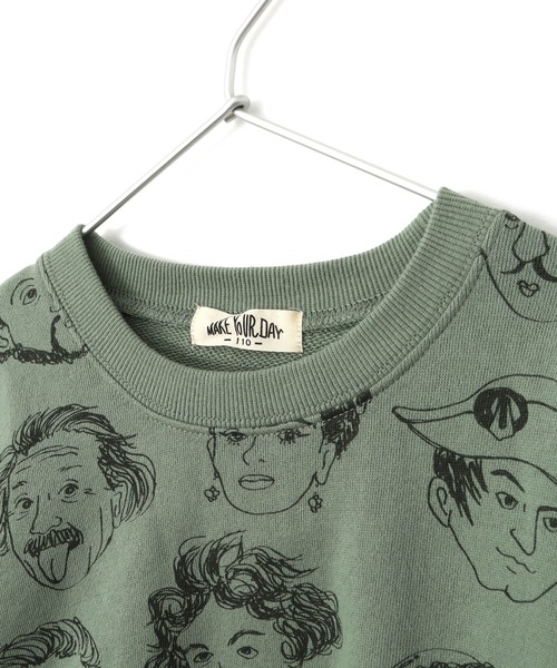 MAKE YOUR DAY(メイクユアデイ)の「えらい人総柄裏毛トレーナー■80~140cm(スウェット・キッズ・グレー/ミント/モカ・100/110/120/90/130/140/80)」の11枚目の写真