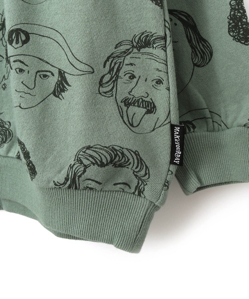 MAKE YOUR DAY(メイクユアデイ)の「えらい人総柄裏毛トレーナー■80~140cm(スウェット・キッズ・グレー/ミント/モカ・100/110/120/90/130/140/80)」の13枚目の写真