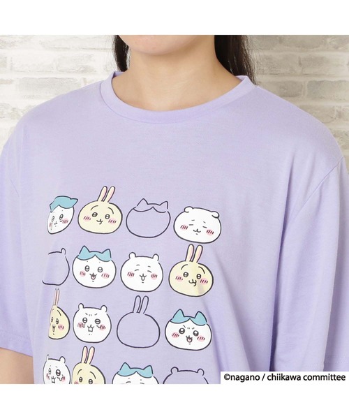 JEANS MATE（ジーンズメイト）の「【別注】ちいかわ　ラウントカットプリントTシャツ（Tシャツ/カットソー・レディース・ブラック/グリーン/ベージュ/パープル・FREE）」の4枚目の写真