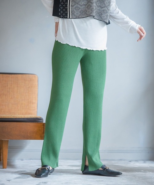 LEPSIM（レプシィム）の「12ゲージ満たされリブニットパンツ　295095（その他パンツ・レディース・グリーン/キナリ/ライム/ブラック/ブラウン・FREE）」の5枚目の写真