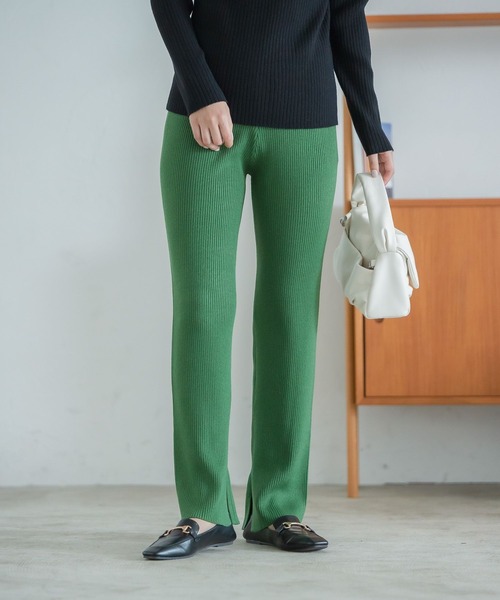 LEPSIM（レプシィム）の「12ゲージ満たされリブニットパンツ　295095（その他パンツ・レディース・グリーン/キナリ/ライム/ブラック/ブラウン・FREE）」の8枚目の写真