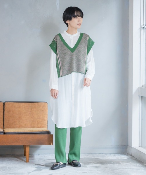 LEPSIM（レプシィム）の「12ゲージ満たされリブニットパンツ　295095（その他パンツ・レディース・グリーン/キナリ/ライム/ブラック/ブラウン・FREE）」の11枚目の写真