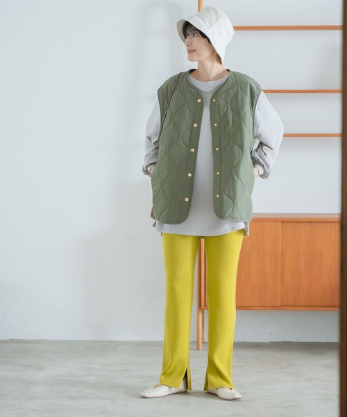 LEPSIM（レプシィム）の「12ゲージ満たされリブニットパンツ　295095（その他パンツ・レディース・グリーン/キナリ/ライム/ブラック/ブラウン・FREE）」の21枚目の写真