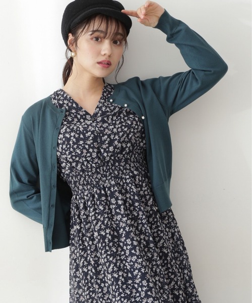 PROPORTION BODY DRESSING(プロポーションボディドレッシング)の「Etoile pearl クルーネックカーディガン / 1212274901(カーディガン/ボレロ)」|グリーン