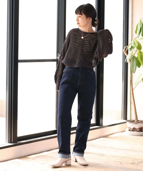 cepo（セポ）の「ハイライズタック デニムストレート（デニムパンツ・レディース・ネイビー/ブルー系2・S/M）」の13枚目の写真