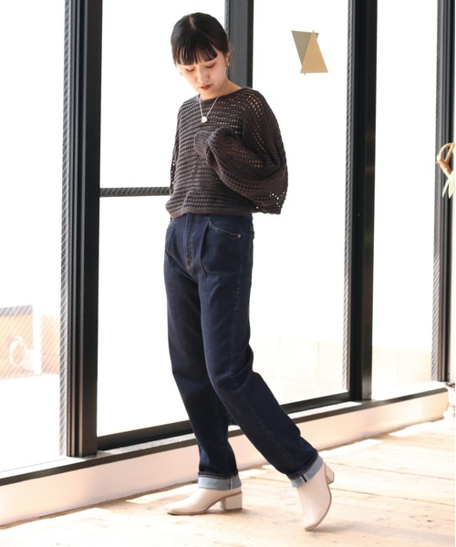 cepo（セポ）の「ハイライズタック デニムストレート（デニムパンツ・レディース・ネイビー/ブルー系2・S/M）」の4枚目の写真