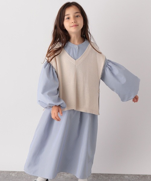 GLOBAL WORK（グローバルワーク）の「Vネックベストセットワンピース/295956（ワンピース・キッズ・ブラック/スカイブルー/グリーン系その他/ホワイト・120cm/100cm/130cm/150cm/110cm/160cm/140cm）」の4枚目の写真