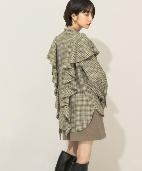 KBF(ケイビーエフ)の「チェックフリルブラウス(シャツ/ブラウス・レディース・ベージュ系その他/グリーン系その他/グレー系その他・ONE)」の7枚目の写真