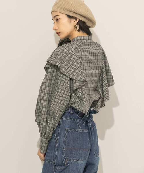 KBF(ケイビーエフ)の「チェックフリルブラウス(シャツ/ブラウス・レディース・ベージュ系その他/グリーン系その他/グレー系その他・ONE)」の13枚目の写真