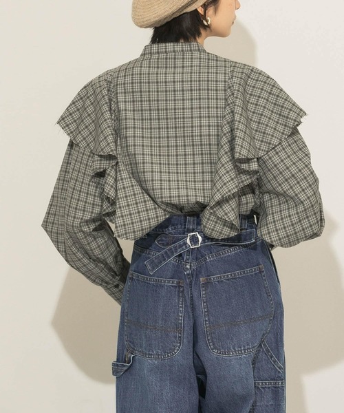 KBF(ケイビーエフ)の「チェックフリルブラウス(シャツ/ブラウス・レディース・ベージュ系その他/グリーン系その他/グレー系その他・ONE)」の14枚目の写真