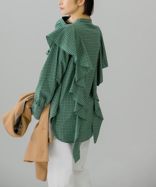 KBF(ケイビーエフ)の「チェックフリルブラウス(シャツ/ブラウス・レディース・ベージュ系その他/グリーン系その他/グレー系その他・ONE)」の22枚目の写真