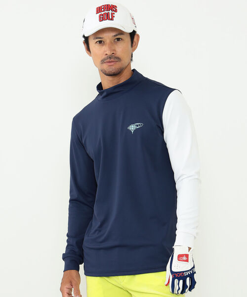 BEAMS GOLF ORANGE LABEL / マルチロゴ 配色モックネックシャツ