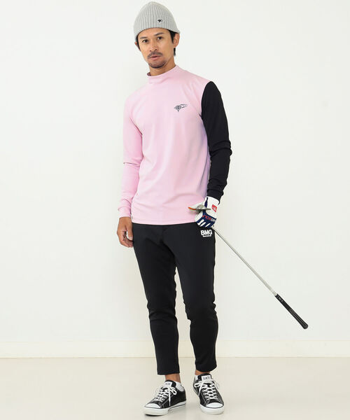 BEAMS GOLF ORANGE LABEL / マルチロゴ 配色モックネックシャツ