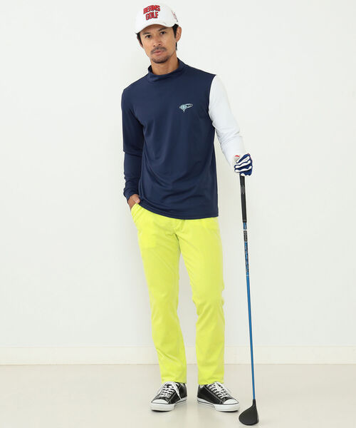 BEAMS GOLF ORANGE LABEL / マルチロゴ 配色モックネックシャツ