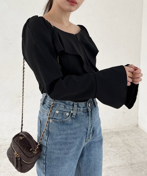 Lamoa（ラモア）の「Lamoa/ボリューム フリル ブラウス（シャツ/ブラウス・レディース・ブラック/アイボリー・MEDIUM/LARGE）」の13枚目の写真