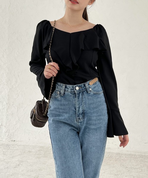 Lamoa（ラモア）の「Lamoa/ボリューム フリル ブラウス（シャツ/ブラウス・レディース・ブラック/アイボリー・MEDIUM/LARGE）」の14枚目の写真