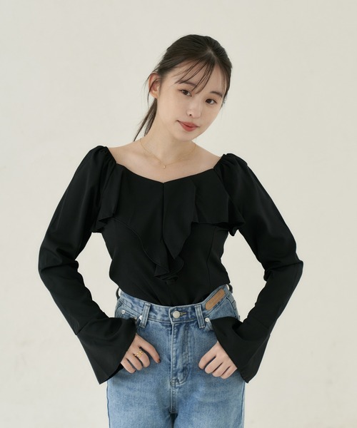 Lamoa（ラモア）の「Lamoa/ボリューム フリル ブラウス（シャツ/ブラウス・レディース・ブラック/アイボリー・MEDIUM/LARGE）」の21枚目の写真