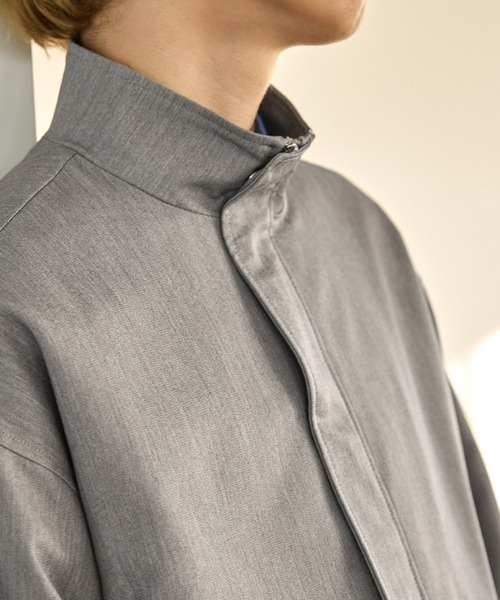 EMMA CLOTHES(エマクローズ)の「TRストレッチ ルーズスリーブ ボックスビッグシルエット ショートスタンドブルゾン EMMA CLOTHES(ブルゾン・メンズ・ミックスグレー/ブルー系その他/グリーン系その他・M/L)」の7枚目の写真