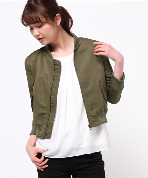 BEAMS LIGHTS Women's(ビームスライツ ウィメンズ)の「BEAMS LIGHTS / 撥水クロップド MA-1(ブルゾン・レディース・ブラック/オリーブ・36/38)」の14枚目の写真